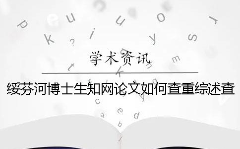 绥芬河博士生知网论文如何查重？综述查重吗？